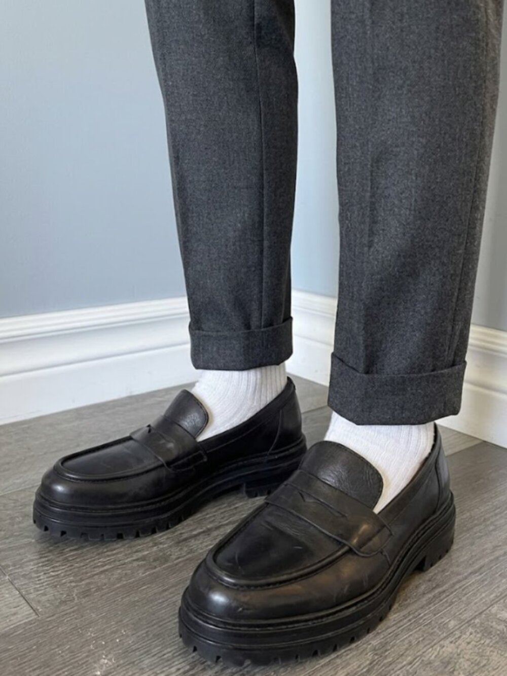 MIZ MOOZ Legend Black Leather Penny Loafer Chunky Womens 40 Academia Cool Girl
